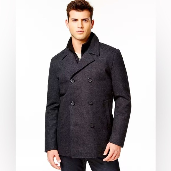 GUESS Wool-Blend Peacoat Gray M - Picture 1 of 10